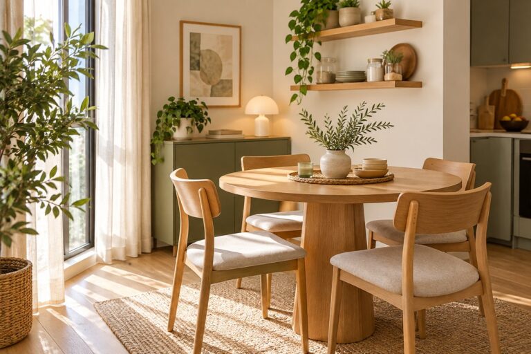 Organized small dining area in a bright apartment